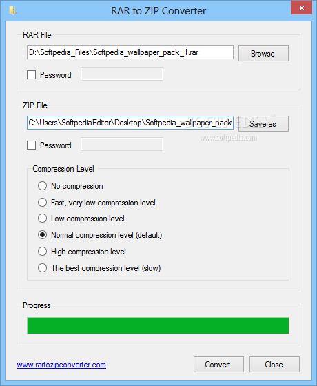RAR to ZIP Converter 1.0.0.0 - конвертор RAR в ZIP