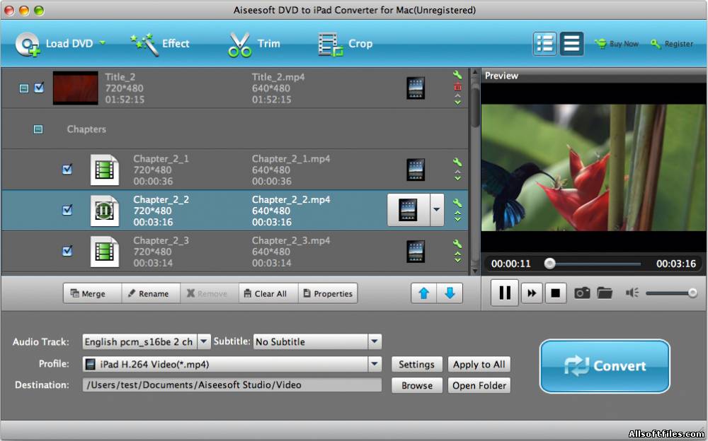 Aiseesoft DVD IPad Конвертер для Mac